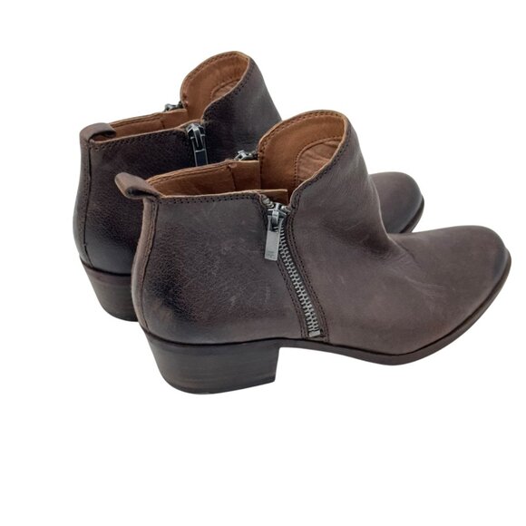 Lucky Brand Women Brown Leather Ankle Booties Size 9M Side Zipper Block Heels - Picture 11 of 16
